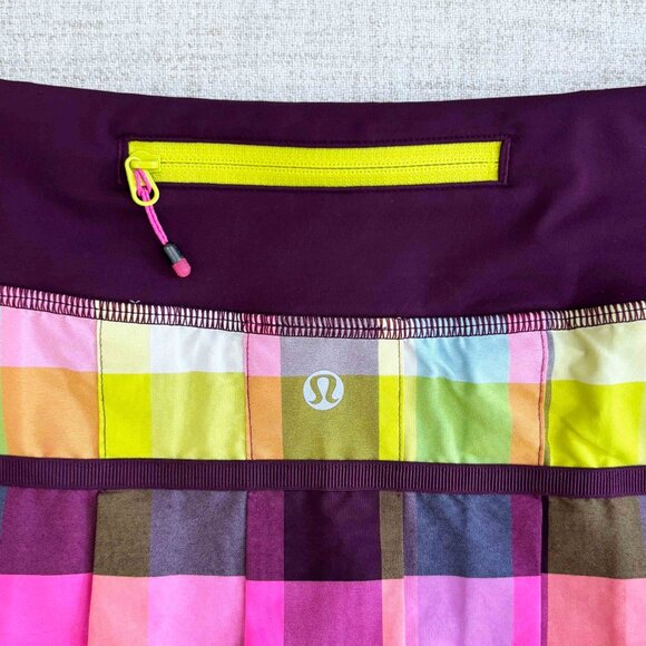 lululemon Sea Check Multi / Plum Pace Setter Skirt size 4 - Picture 11 of 13